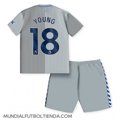Camiseta Everton Ashley Young #18 Tercera Equipación Replica 2023-24 para niños mangas cortas (+ Pantalones cortos)